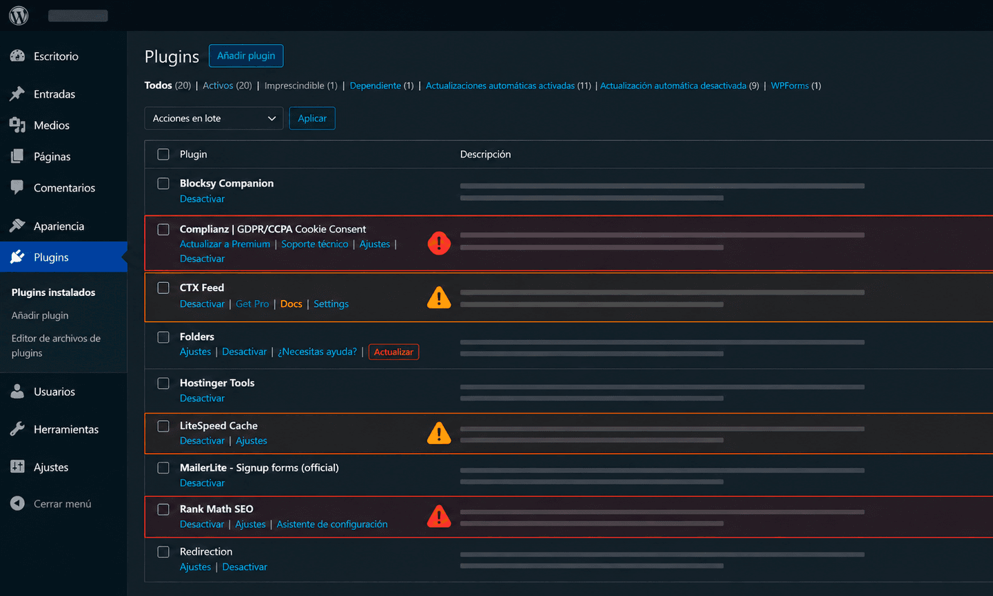 Plugins peligrosos en WordPress: cómo saber cuáles tienes y cuáles eliminar